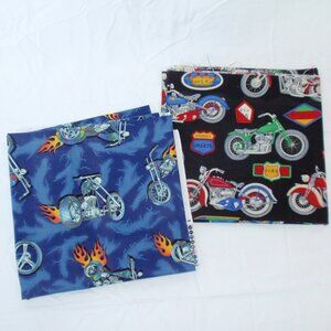 Lot of 2 Quilt Fabric Cotton Biker Motorcycle Multicolor Cranston Chopper